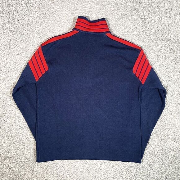 Vitage Ossi Skiwear Sweater Men's Half Zip Mock Neck Blue Knit 90s Medium - Picture 5 of 6